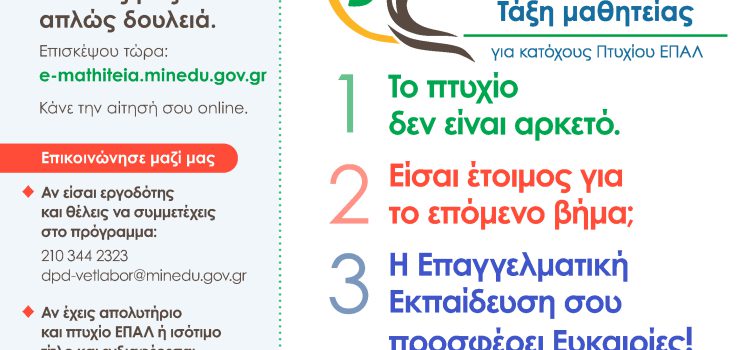 Μαθητεία Μεταλυκειακού έτους ΕΠΑΛ (εκτός ΕΑΕΚ 15-29 ετών) για τα σχολικά έτη 2023-2024, 2024-2025» με Κωδικό ΟΠΣ 6002622 Μαθητεία Μεταλυκειακού έτους ΕΠΑΛ (εκτός ΕΑΕΚ 15-29 ετών) για τα σχολικά έτη 2023-2024, 2024-2025» με Κωδικό ΟΠΣ 6002622
